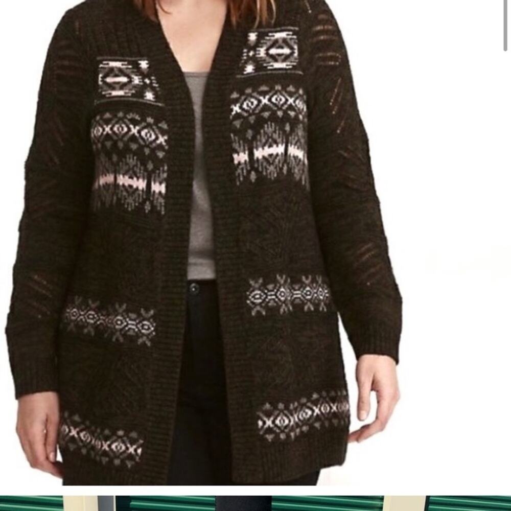 Torrid Fair Isle Open Knit Longline Cardigan Torrid Size 0